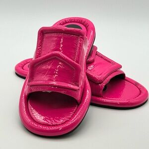 Tibi Hot Pink Patent Slide Sandals